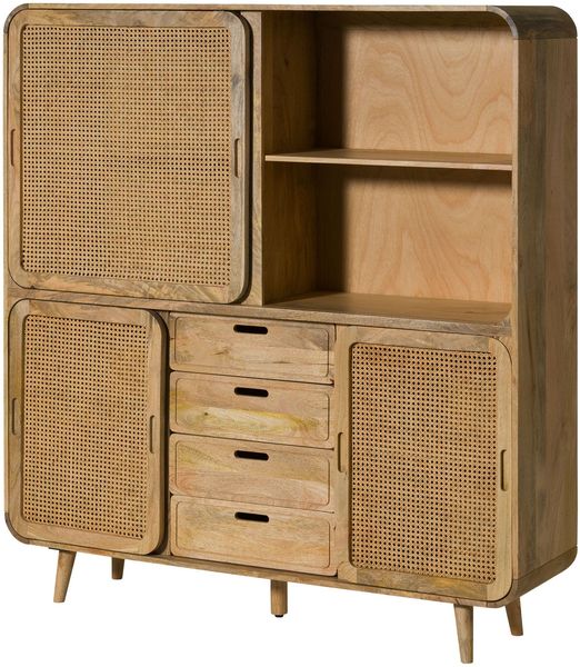 Highboard Mango 150x40x160 natur lackiert VALENCIA #111
