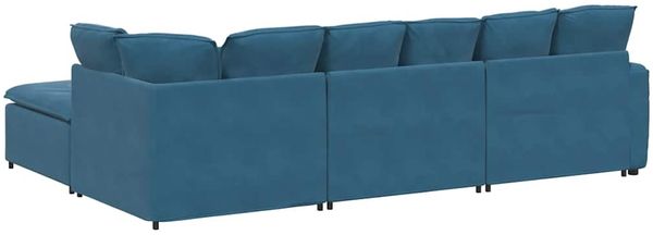 vidaXL Modulares Sofa mit Fußhocker Kissen Samt Blau 3321188 Bild 9