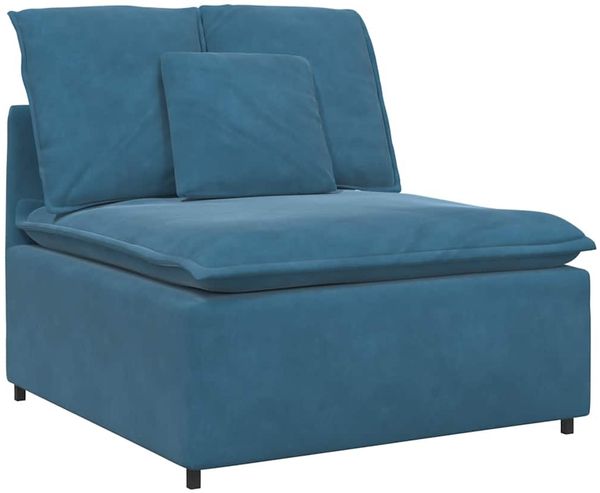vidaXL Modulares Sofa mit Fußhocker Kissen Samt Blau 3321188 Bild 4