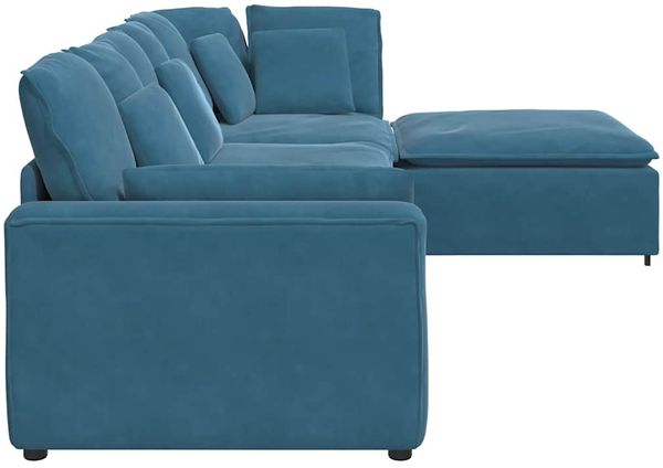 vidaXL Modulares Sofa mit Fußhocker Kissen Samt Blau 3321188 Bild 8
