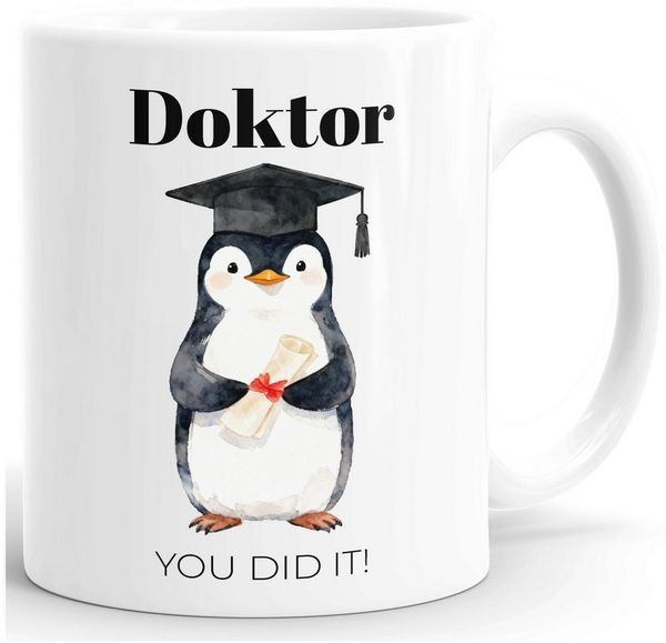 SpecialMe Tasse Kaffee-Tasse Pinguin Geschenk Doktor Abschluss - Absolventen Studium, Keramik