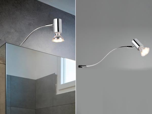 Badezimmerlampe GIADA in Chrom für Spiegelschrank mit schwenkbarem Spot