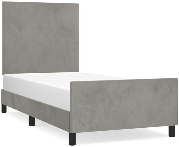 Bettgestell mit Kopfteil Samt Hellgrau 80x200 cm, Härtegrad: H2 [3125599] Bild 2