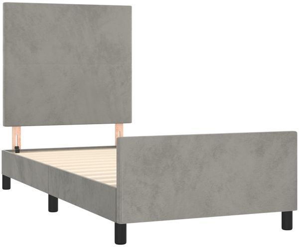 Bettgestell mit Kopfteil Samt Hellgrau 80x200 cm, Härtegrad: H2 [3125599] Bild 4