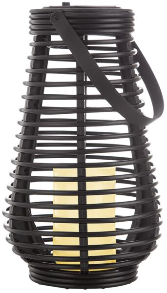 LED Solarlampe, Feuer-Effekt, Henkel, schwarz, H 26 cm