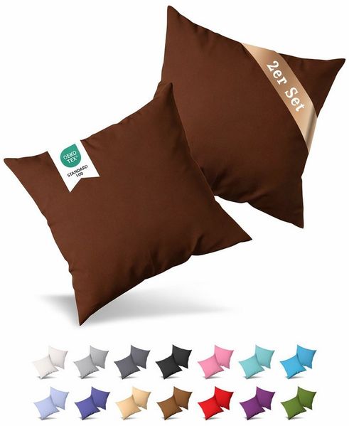 Buymax Kissenbezüge Kissenbezug 100% Baumwolle Premium Jersey, (2 Stück), Kissenhüllen, Reißverschluss, atmungsaktiv, unifarben, einfarbig