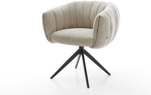 Drehstuhl Jada-Flex Webstoff Soft Beige Kreuzgestell breit Schwarz 360° drehbar Wippfunktion Taschenfederkern