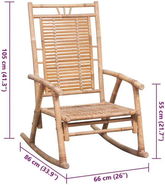 vidaXL Schaukelstuhl mit Kissen Bambus 3063910 Bild 8
