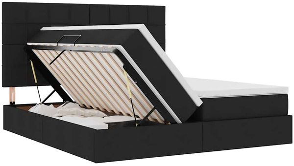 vidaXL Bett mit LED-Lichtleisten Schwarz 180 x 200 cm Stoff 3372835 Bild 8