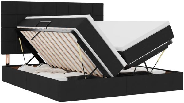 vidaXL Bett mit LED-Lichtleisten Schwarz 180 x 200 cm Stoff 3372835 Bild 2