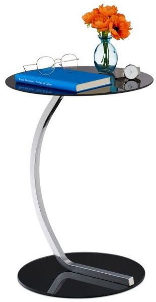 Relaxdays Schwarzer Beistelltisch aus Glas