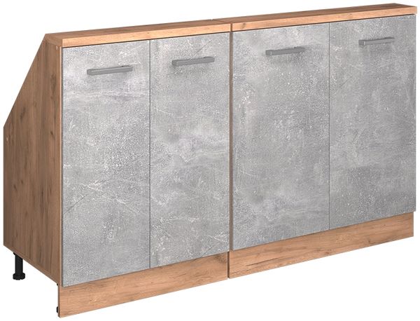 Küchenschrank für Dachschrägen R-Line Beton 140 cm 2er Set Vicco