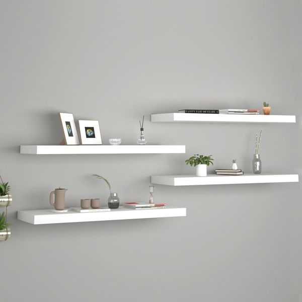 vidaXL Schweberegale 4 Stk. Weiß 80x23,5x3,8 cm MDF 323816