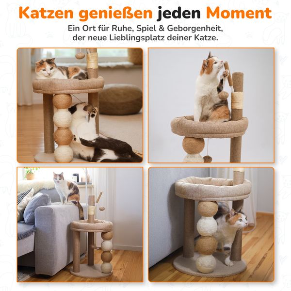 LINUMA® Kratzbaum Katzenkratzbaum aus Polyester beige, kompakt 76 x 40 x 40 cm Bild 7