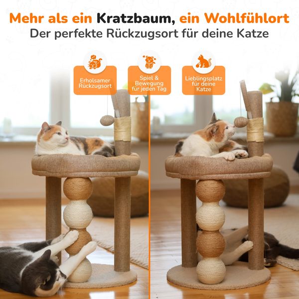 LINUMA® Kratzbaum Katzenkratzbaum aus Polyester beige, kompakt 76 x 40 x 40 cm Bild 6