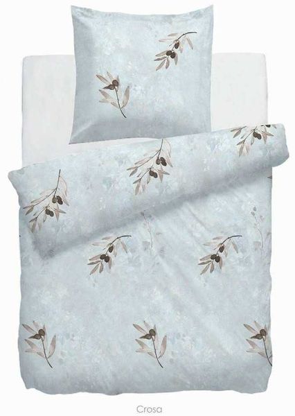 HnL Velvet Touch Baumwolle Bettwäsche Blüten Hellblau Hellgrau Crosa Bunt 135x200 cm + 80x80 cm
