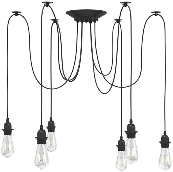 vidaXL Pendelleuchte mit 6 Fassungen E27 Schwarz Metall 4103455