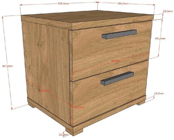 SAM Artikel-Set 4-tlg. best aus, Einzelbett , Nachtkonsole, Kleiderschrank 3-trg, Kommode mit 2 Türen, Ausf. Eiche Melamin Dekor Bild 8