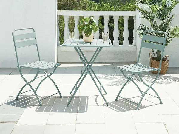 Vente-unique - MIRMANDE Garden dining set Metall Grün - B 52,5 cm60 cm x H 87 cm73 cm x L 43 cm60 cm