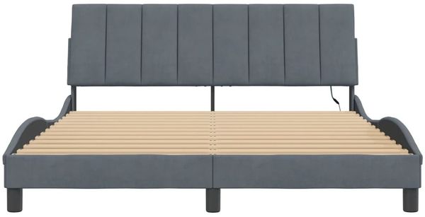 vidaXL Bettgestell mit LED ohne Matratze "Hanko" Dunkelgrau 160x200 cm Samt 3213788 Bild 6
