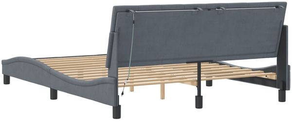 vidaXL Bettgestell mit LED ohne Matratze "Hanko" Dunkelgrau 160x200 cm Samt 3213788 Bild 8