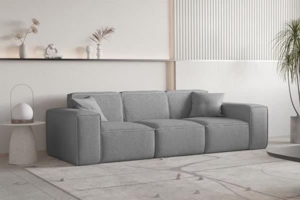 Sofa Designersofa CELES PREMIUM 3-Sitzer in Stoff Ascot Bukla Grau