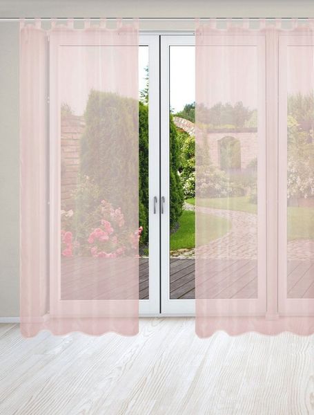 HOME WOHNIDEEN Vorhang NESSI 2er Pack (2 St), Schlaufen, transparent, Uni, Voile, transparent, Schlaufen inkl. Zugband, 2er Pack