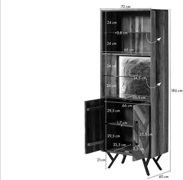 Standregal Altholz 70x40x186 natur lackiert AVIGNON #125 Bild 8