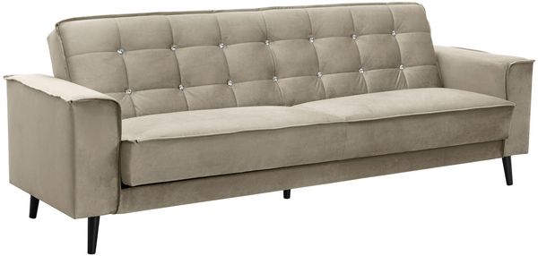 Sofa 3-Sitzer mit Bettfunktion Kaycee Samtvelours sahara