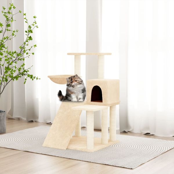 vidaXL Kratzbaum mit Sisal-Kratzsäulen Creme 82 cm 171660