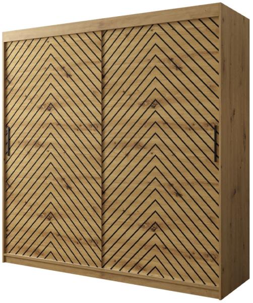 Kleiderschrank Sonter I 200 (Farbe: Artisan Eiche / Artisan Eiche + Schwarz, Größe: 200 cm, mit Schubladen)