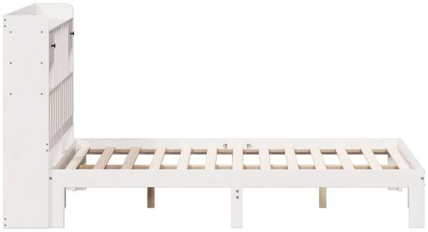 vidaXL Massivholzbett mit Regal ohne Matratze Weiß 135x190 cm Kiefer 3322592 Bild 5