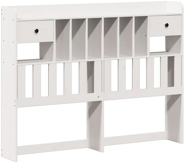 vidaXL Massivholzbett mit Regal ohne Matratze Weiß 135x190 cm Kiefer 3322592 Bild 7