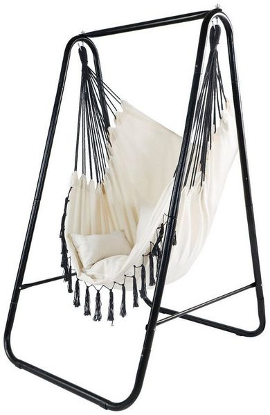 CCLIFE Hängesessel mit Gestell Kissen Hängeschaukel Hängestuhl Bis 100kg Indoor & Outdoor Garten Hängesitz