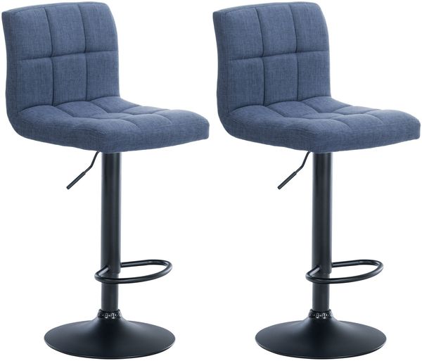 CLP 2er Set Barhocker Calma Stoff drehbar und höhenverstellbar,blau Metall matt schwarz