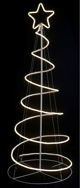 Weihnachtsbaum-Spirale DUGA mit LED - Stahl Silberbraun 122x42x42cm | Leuchtspirale Outdoor Gartenleuchte