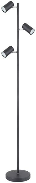 Stehleuchte, bewegliche Spots, schwarz, Kabel 1,8m, H 154 cm