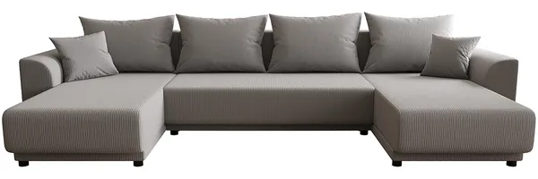 Vente-unique - NESSARO Sofa SamtStoff Schokoladenbraun - B 149 cm x H 80 cm x L 311 cm