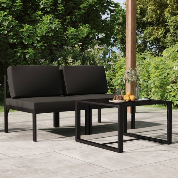 vidaXL 3-tlg. Garten-Lounge-Set mit Kissen Aluminium Anthrazit 3107782