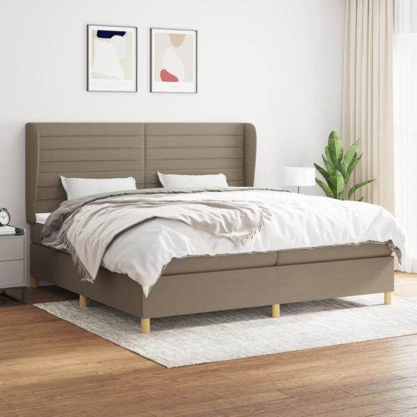 Boxspringbett mit Matratze Stoff Taupe 200 x 200 cm, Härtegrad: H2 [3128633]