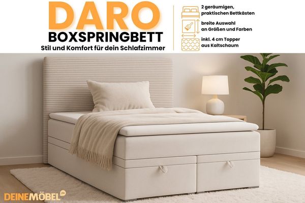 Deine Möbel 24 Boxspringbett DARO Boxbett Polsterbett Komplettbett Bett mit einer Matratze H4 (Taschenfederkernmatratzen 7 Zonen H4 Grau Hellgrau Schwarz Anthrazit Beige Samt Velour, 2-St, Taschen-federkernmatratze 7 Zonen H4 PREMIUM Bett), inkl Topper... Bild 3