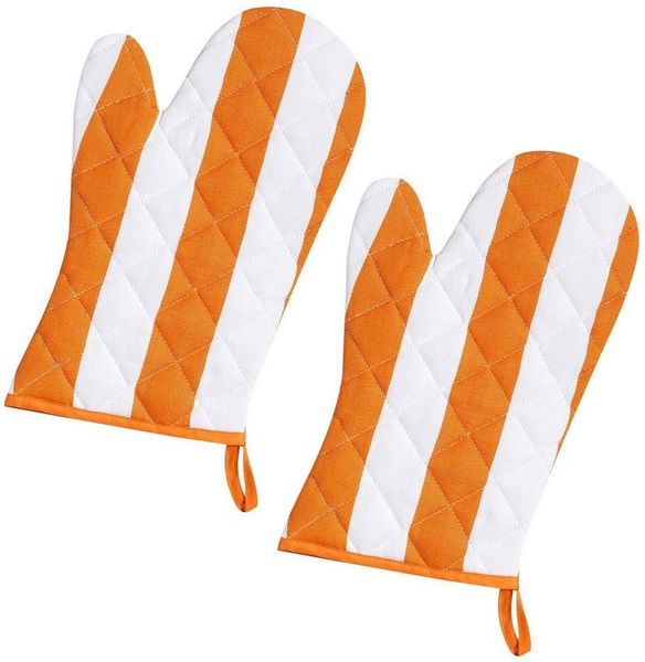 Kracht Topfhandschuhe Blockstreifen, (Set, 2-tlg, Set), 2er Set Ofenhandschuhe, wattiert, ca. 20x30 cm