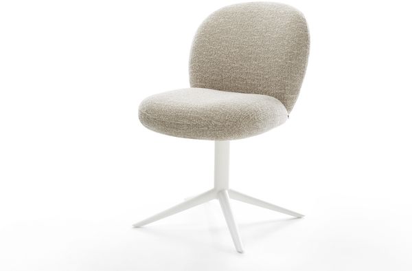 Drehstuhl Nube-Flex Webstoff Soft Beige Fußkreuz Weiß 360° drehbar Wippfunktion Taschenfederkern
