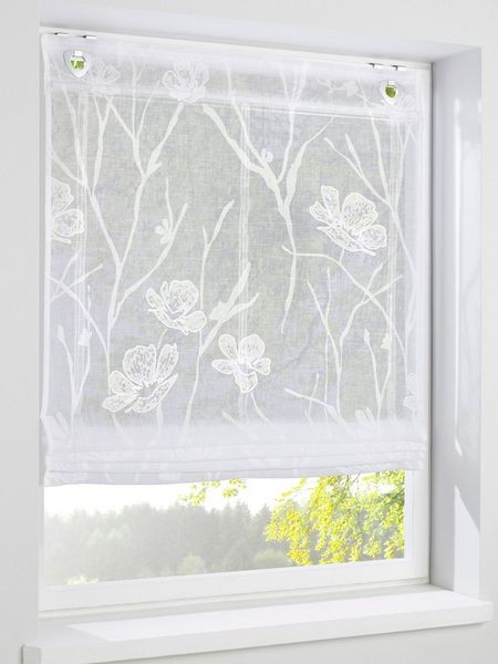 Rollo Raffrollo, heine, halbtransparent, Ösen mit Fensterhaken