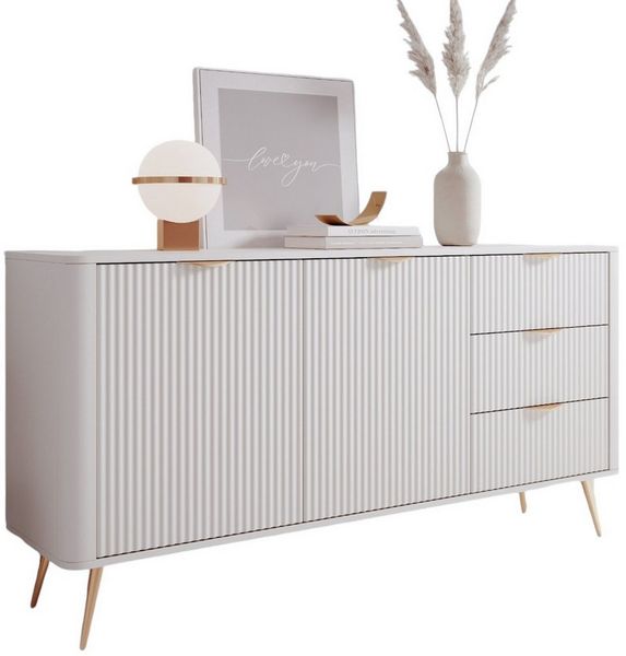 Compleo Kommode mit drei Schubladen und zwei Drehtüren BELLO, Elegant Kommode