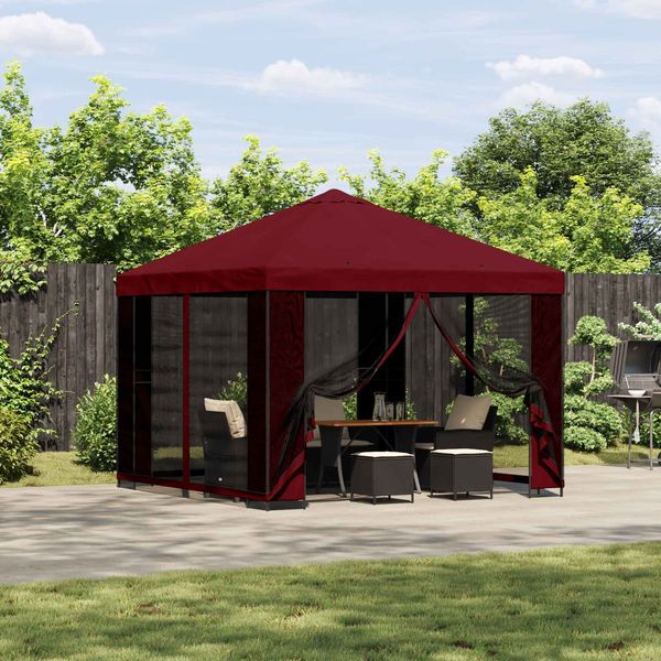 vidaXL Pavillon 3x3 m Bordeauxrot Polyester und Stahl 190 gsm 900335