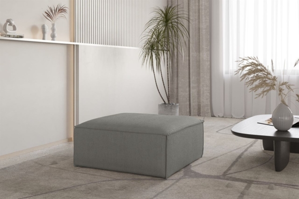 Polsterhocker Designerhocker CELES PREMIUM 105x105 cm in Stoff Scala Grau