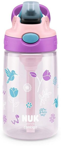 NUK Trinkflasche NUK Contigo Straw Cup 420ml – Strohhalm, Tulpen Motiv, BPA-frei