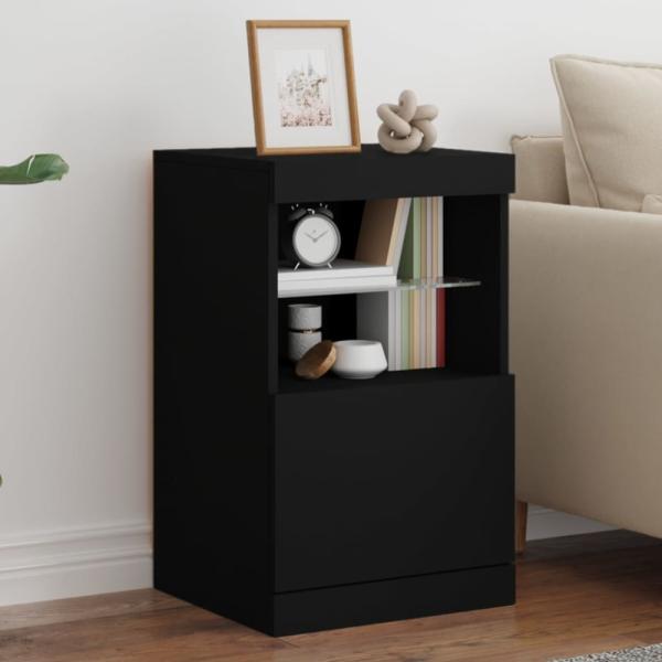 vidaXL Sideboard mit LED-Leuchten Schwarz 41x37x67 cm 836680