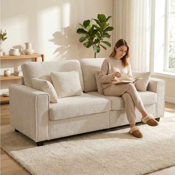 HOMCOM Sofa Bequemes Polstersofa, Bequemes Polstersofa 1 Teile, Breite Sitzfläche 175cm, robuste Metallbeine